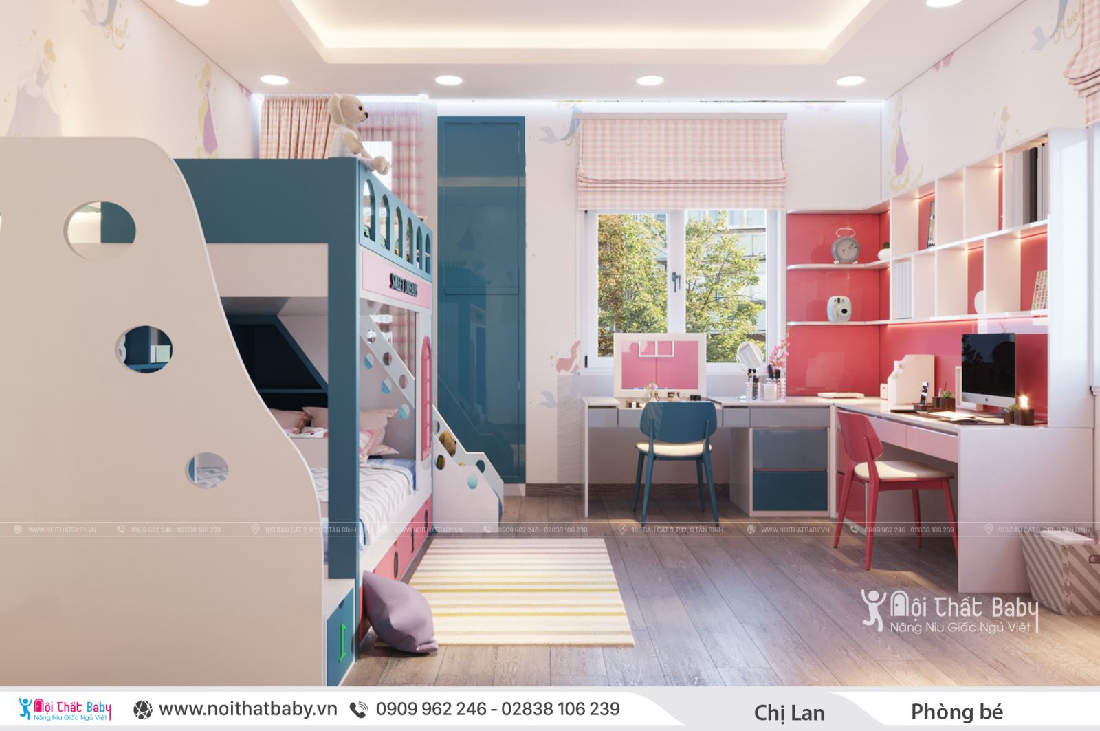 Thiết kế phòng ngủ cho bé gái đẹp và hiện đại